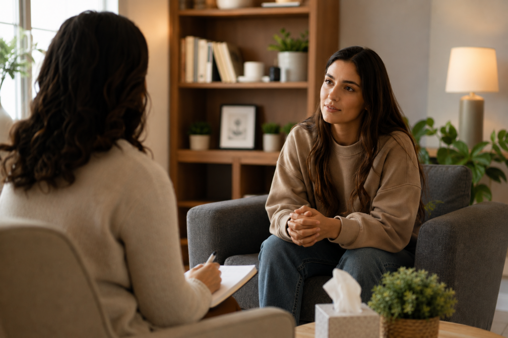 A girl and her therapist on a counselling session